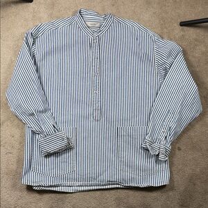 Men's Blue and White Striped Casual Shirt